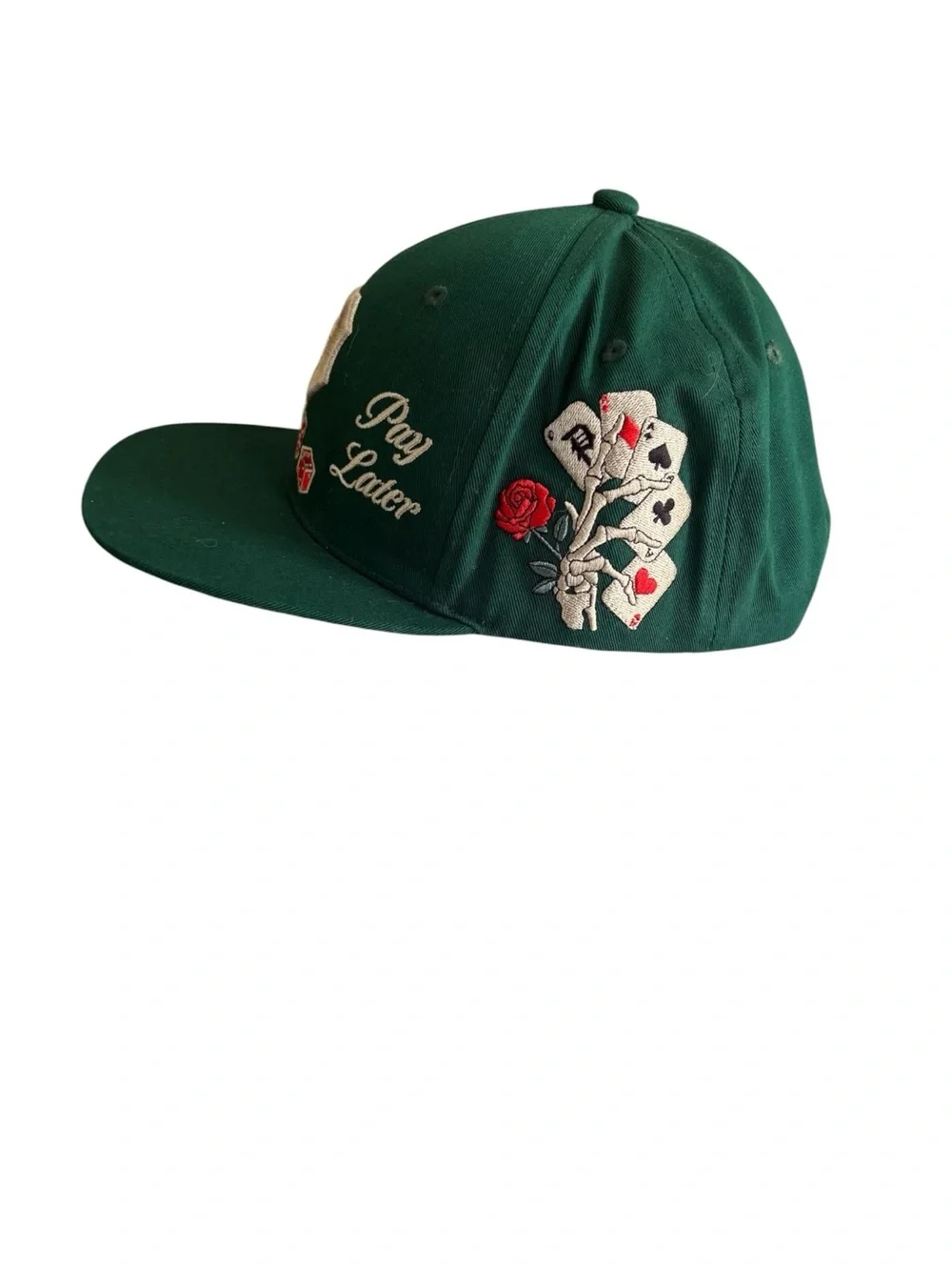 Primitive Green Snapback Cap with Cream Embroidery